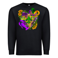 Black Mardi Gras heart Premium Sweatshirt - HowdyJamesFarm