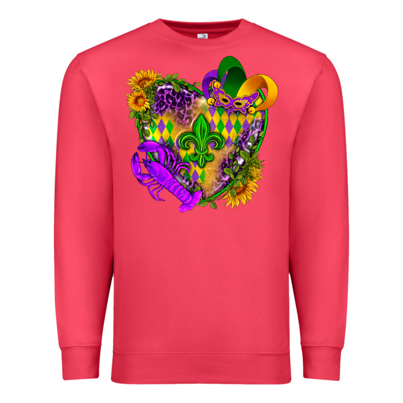 Mardi Gras Heart Premium Sweatshirt by HowdyJamesFarm | Teevron