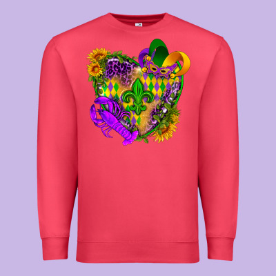 Mardi Gras Heart Premium Sweatshirt Designed By Howdyjamesfarm