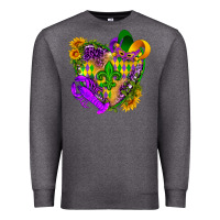 Charcoal Heather Mardi Gras heart Premium Sweatshirt - HowdyJamesFarm