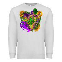 Dove Grey Mardi Gras heart Premium Sweatshirt - HowdyJamesFarm
