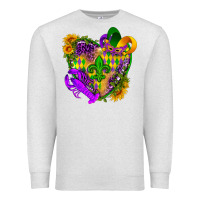 Oatmeal Heather Mardi Gras heart Premium Sweatshirt - HowdyJamesFarm