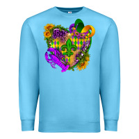Ocean Blue Mardi Gras heart Premium Sweatshirt - HowdyJamesFarm
