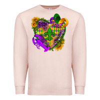 Pale Pink Mardi Gras heart Premium Sweatshirt - HowdyJamesFarm