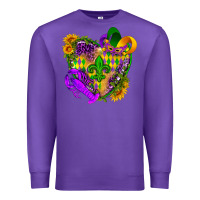 Purple Mardi Gras heart Premium Sweatshirt - HowdyJamesFarm