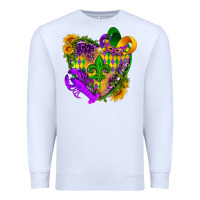 White Mardi Gras heart Premium Sweatshirt - HowdyJamesFarm