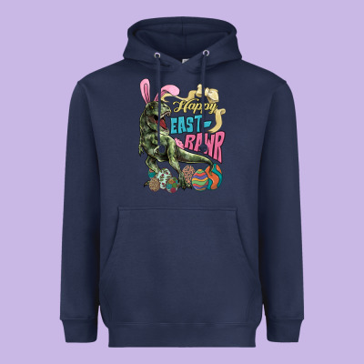 Happy Easter Day T-rex Heavyweight Hoodie Designed By Howdyjamesfarm