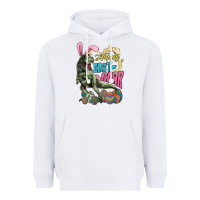 White Happy Easter Day T-Rex Heavyweight Hoodie - HowdyJamesFarm