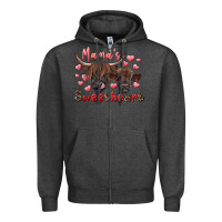 Charcoal Heather mama's sweetheart highland cow and calf Zipper Hoodie - RanaPortraitStore