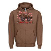 Chestnut mama's sweetheart highland cow and calf Zipper Hoodie - RanaPortraitStore