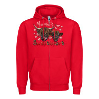 Red mama's sweetheart highland cow and calf Zipper Hoodie - RanaPortraitStore