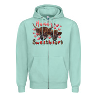 Seafoam mama's sweetheart highland cow and calf Zipper Hoodie - RanaPortraitStore