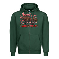 Sports Green mama's sweetheart highland cow and calf Zipper Hoodie - RanaPortraitStore