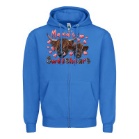 True Royal mama's sweetheart highland cow and calf Zipper Hoodie - RanaPortraitStore