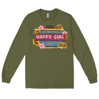 Army Green welcome to the fabulous happy girl avenue Long Sleeve Tee - MaliasSmallBusiness