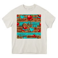 Cream teacher life seamless pattern Heavy Core Tee - HRA Design Shop