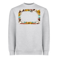 Heather Grey western serape sunflower background frame Heavyweight Sweatshirt - NancyCooperArtShop