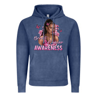 Vintage Denim breast cancer awareness afro woman Vintage Hoodie - NancyCooperArtShop