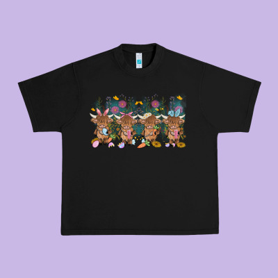 Easter Day Baby Highland Cow Urban Heavy Tee Designed By Maliassmallbusiness