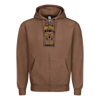 Chestnut Yellow Glitter, Leopard Pattern Mom Skull Zipper Hoodie - Bettercallsaul