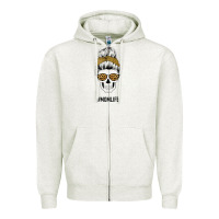 Oatmeal Heather Yellow Glitter, Leopard Pattern Mom Skull Zipper Hoodie - Bettercallsaul
