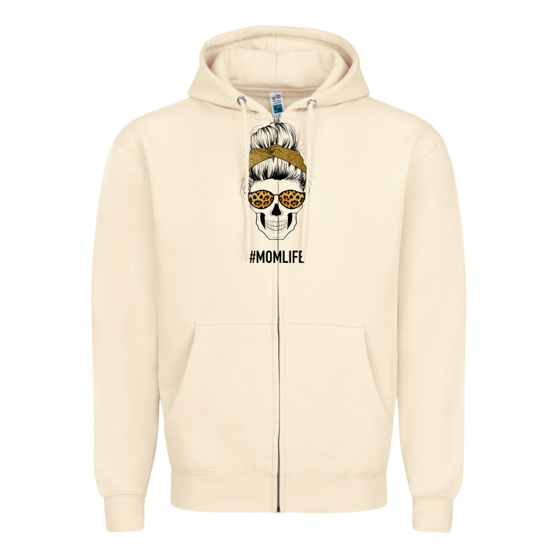 Yellow Glitter, Leopard Pattern Mom Skull Zipper Hoodie by Bettercallsaul | Teevron