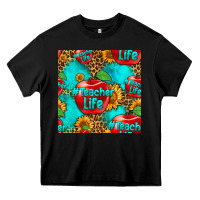Black teacher apple seamless pattern Heavy Core Tee - HRA Design Shop