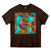 Chocolate Brown teacher apple seamless pattern Heavy Core Tee - HRA Design Shop