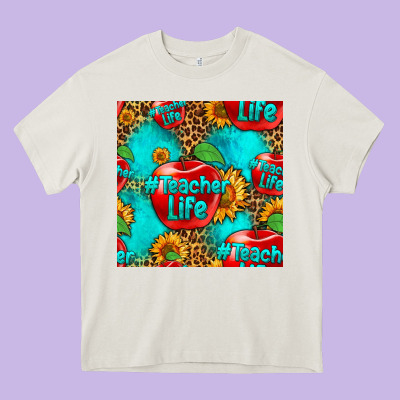 Teacher Apple Seamless Pattern Heavy Core Tee Designed By Hra Design Shop