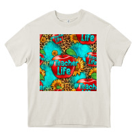 Cream teacher apple seamless pattern Heavy Core Tee - HRA Design Shop