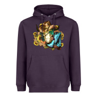 Plum Cow skull Cowboy boots hats sunflowers Heavyweight Hoodie - HowdyJamesFarm