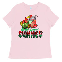 Bubblegum Pink sweet sweet summer Ladies Tee - CowhideDigitalArt
