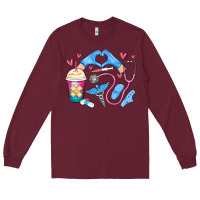 Burgundy nurse life Long Sleeve Tee - MaliasSmallBusiness