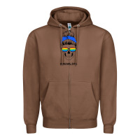 Chestnut Blue Glitter Rainbow Mom Skull Zipper Hoodie - Bettercallsaul