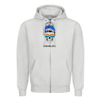 Dove Grey Blue Glitter Rainbow Mom Skull Zipper Hoodie - Bettercallsaul