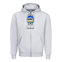 Heather Grey Blue Glitter Rainbow Mom Skull Zipper Hoodie - Bettercallsaul
