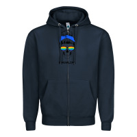 Navy Blue Glitter Rainbow Mom Skull Zipper Hoodie - Bettercallsaul
