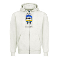 Oatmeal Heather Blue Glitter Rainbow Mom Skull Zipper Hoodie - Bettercallsaul