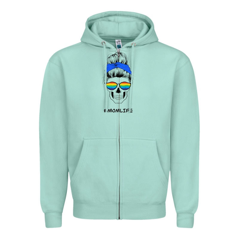 Blue Glitter Rainbow Mom Skull Zipper Hoodie by Bettercallsaul | Teevron