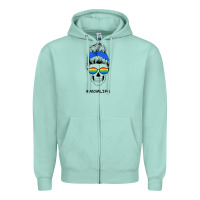 Seafoam Blue Glitter Rainbow Mom Skull Zipper Hoodie - Bettercallsaul