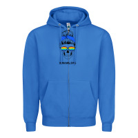 True Royal Blue Glitter Rainbow Mom Skull Zipper Hoodie - Bettercallsaul