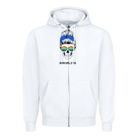 White Blue Glitter Rainbow Mom Skull Zipper Hoodie - Bettercallsaul