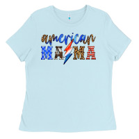 Baby Blue american mama thunderbolt Ladies Tee - HRA Design Shop