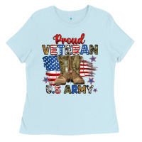 Baby Blue proud veteran u.s army Ladies Tee - RanaPortraitStore
