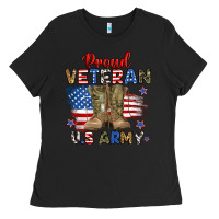 Black proud veteran u.s army Ladies Tee - RanaPortraitStore