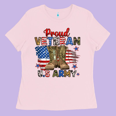 Proud Veteran U.s Army Ladies Tee Designed By Ranaportraitstore