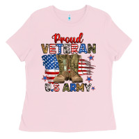 Bubblegum Pink proud veteran u.s army Ladies Tee - RanaPortraitStore
