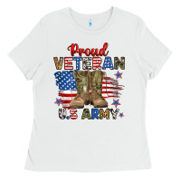 White proud veteran u.s army Ladies Tee - RanaPortraitStore