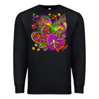 Black Mardi Gras hearts Premium Sweatshirt - HowdyJamesFarm