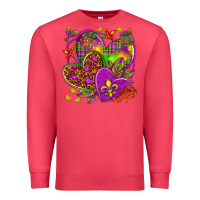 Cardinal Mardi Gras hearts Premium Sweatshirt - HowdyJamesFarm